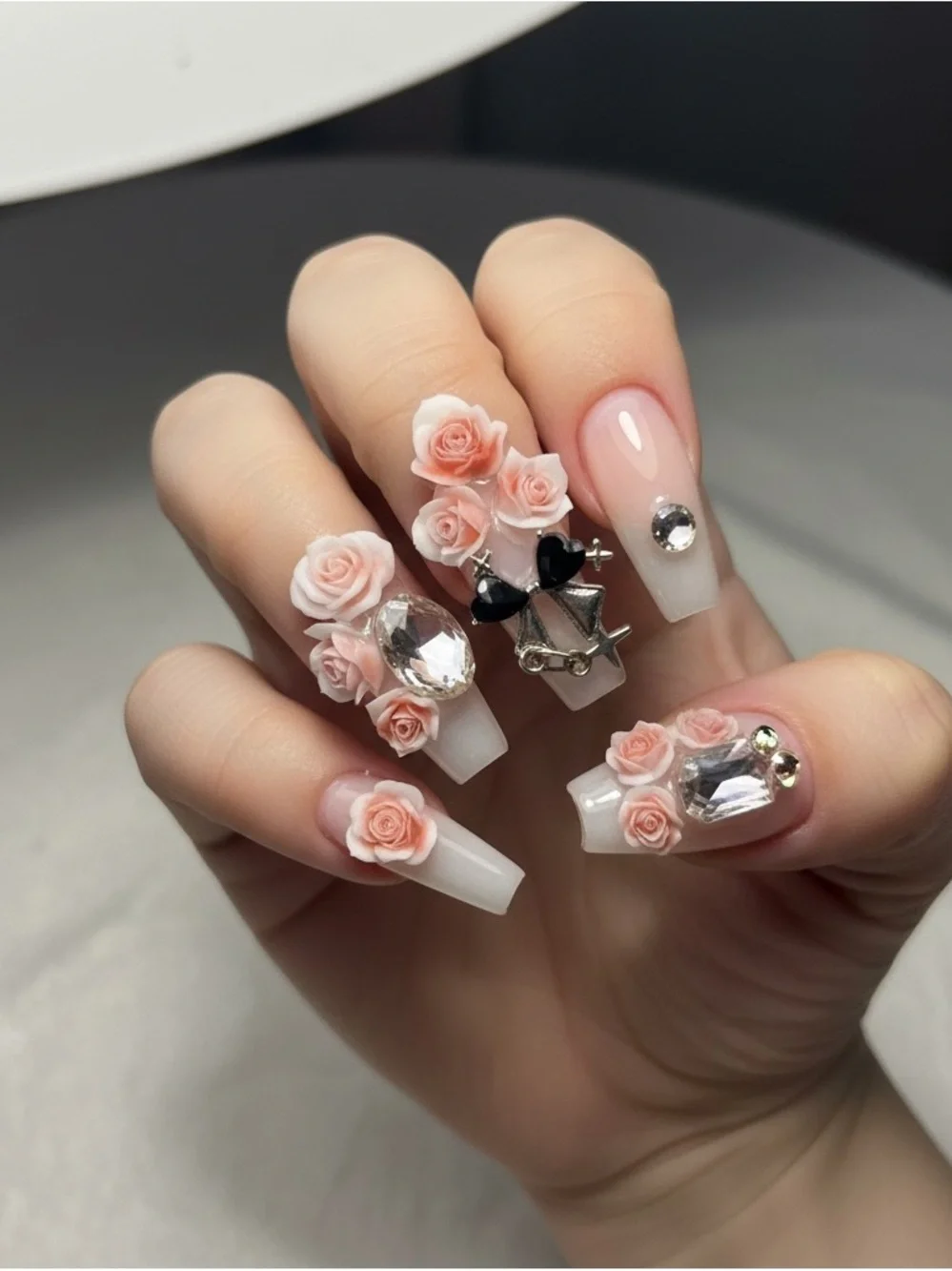 Floral Nail Art Set with Charms